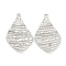 Non-Tarnish 304 Stainless Steel Pendants, Textured, Leaf Charm, Stainless Steel Color, 39x23x3mm, Hole: 2mm