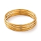 7Pcs PVD Vacuum Plating 304 Stainless Steel Bangles Set for Women, Golden, 2mm, Inner Diameter: 2-1/8 inch(5.5cm)