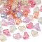 Transparent Acrylic European Beads, Large Hole Beads, with Gold Powder, Heart, Mixed Color, 14.5x17.5x10mm, Hole: 4mm
