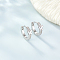 925 Sterling Silver Butterfly Hoop Earrings, with Cubic Zirconia, Silver, Clear, 13x10mm