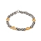 201 Stainless Steel Rhombus Byzantine Chain Bracelets, with 304 Stainless Steel Clasps, Golden & Stainless Steel Color, 8-1/2 inch(21.5cm)
