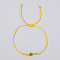 Adjustable Cross & Round Braided Bead Bracelets for Women, Yellow, 11 inch(28cm)