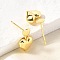 Brass Dangle Stud Earrings, Cadmium Free & Lead Free, Long-Lasting Plated, Heart, Golden, 13.5x9mm