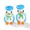 Home Decorations, Handmade Lampwork Display Decorations, 3D Penguin, Sky Blue, 15x13.5x27.5mm