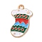 Alloy Enamel Pendants, Christmas Themes Charms, Golden, Christmas Socking, 24x15x1.2mm, Hole: 2mm