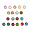 Glass Charms, with Real 18K Gold Plated Cadmium Free & Nickel Free & Lead Free Brass Findings, Long-Lasting Plated, Faceted Flat Round, Mixed Color, 13.5x11x5mm, Hole: 1.4mm