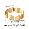 Brass Cuff Rings, Golden, Rectangle, 22mm