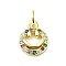 Brass Micro Pave Cubic Zirconia Pendants, Cadmium Free & Nickel Free & Lead Free, with Jump Ring, Real 18K Gold Plated, Flat Round with Smiling Face Charms, Colorful, 11x8.5x2mm, Hole: 3mm
