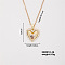 Vintage Heart-shaped Brass Micro Pave Clear Cubic Zirconia Pendant Necklaces, Cable Chain Necklaces for Women, Golden, 15.75 inch(400mm)