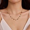 304 Stainless Steel Colorful Cubic Zirconia Flat Round & Shell Shaped Bib Necklaces for Women, Real 18K Gold Plated, 18.50 inch(47cm)