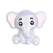 Silicone Beads, Elephant, WhiteSmoke, 25.5x30x16.5mm, Hole: 2mm