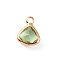 Faceted Glass Pendants, August Birthstone Charms, with Brass Cabochon Settings, Triangle, Light Gold, Dark Khaki, 10.5x8x4mm, Hole: 1.6mm