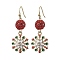 Alloy Enamel with Rhinestone Dangle Earrings, Snowflake, For Christmas, Golden, 44x16.8mm