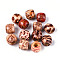 Printed Natural Wood Beads, Barrel, Mixed Color, 10.5~11x11.5~12.5mm, Hole: 4.5~5.5mm