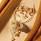 Flower Alloy Crystal Rhinestone Pendant Necklace & Stud Dangle Earring Sets, Golden, 460mm