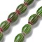 Handmade Millefiori Lampwork Beads Strands, Rice, Olive Drab, 11~12x7~8mm, Hole: 0.9mm, about 31pcs/strand, 13.98~14.37 inch(35.5~36.5cm)