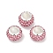 Alloy Rhinestone Clay Pave Beads, Rondelle, Flamingo, 11.5x7.5mm, Hole: 5mm