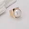 Exaggerated European and American Style Zinc Alloy Imitation Pearl Wide Band Rings, Golden, Half Round, 19mm