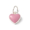 S925 Sterling Silver Pendant, with Enamel, Pearl Pink, 8.5x7.5x3mm