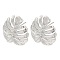 Brass Stud Earring Findings, with Loop, Leaf, Platinum, 19x19mm, Hole: 1.2mm, Pin: 0.8mm
