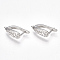 Brass Hoop Earring Findings with Latch Back Closure, Nickel Free, Real Platinum Plated, 19x12x6mm, Hole: 0.8mm, Pin: 1mm