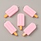Opaque Resin Pendants, with Platinum Tone Iron Loops, Ice Cream Charms, Pearl Pink, 41.5x14.5x6mm, Hole: 2mm