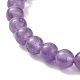 Ensemble de bracelets extensibles en perles d'améthyste naturelle et de laiton de style 5pcs 5 BJEW-JB08870-01-7