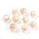 Perles vernissées manuelles, avec du sable d'or, ronde, blanc, taille: environ 12mm de diamètre, Trou: 2mm