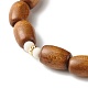 Bracelet de perles en bois d'érable naturel peint à la bombe pour hommes femmes BJEW-JB06782-5