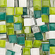 クリアガラスカボション  モザイクタイル  家の装飾やdiyの工芸品  正方形  芝生の緑  10x10x4mm  200個/袋 GLAA-WH0025-18N-1