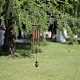 アンティークの木製風鈴  中空アルミニウムチューブ付き  アンカーペンダントとステンレススチール製スイベルフッククリップ  家のために  庭園  パティオ  庭とポーチの装飾  バリーウッド  78cm HJEW-GF0001-03-2