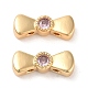 Многониточные звенья с бантом из латуни паве розового циркония KK-B102-37B-01G-1