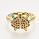 Ciondoli in ottone con zirconi cubici e orecchini a bottone e anelli regolabili set di gioielli SJEW-S043-02-2