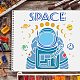 FINGERINSPIRE Astronaut Stencils (11.8x11.8inch) Space Theme Drawing Painting Stencils Templates Planet and Mooon DIY-WH0172-400-6