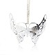 Antique Silver Plated Alloy Rhinestone Butterfly Pendants ALRI-N020-01-2
