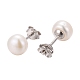 Orecchini a bottone di perle X-EJEW-Q701-01A-4