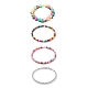 Set di 4 braccialetti con perline di argilla polimerica fatta a mano in stile 4 BJEW-JB08693-1