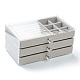 長方形のベルベットと木製のジュエリーボックス  プラスチックカバー付き3層  ポータブルジュエリー収納ケース  リングイヤリングネックレス用  銀  15.5x10.5x23.2cm VBOX-P001-A01-1