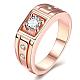 Real Rose Gold Plated Brass Cubic Zirconia Wide Band Rings For Men RJEW-BB06423-10RG-1