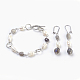 Natural Labradorite Bracelets & Earrings Jewelry Sets SJEW-JS00992-03-1