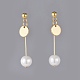 Perles de nacre de verre pendent boucles d'oreille EJEW-JE03579-1