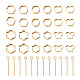 Spritewelry 48 個 6 スタイル真鍮ビーズ フレーム  50 個 304 ステンレス鋼アイピン  六角形と花と蝶  ゴールドカラー  ビーズフレーム：8.5~10.5x9~12x2~3mm  穴：0.8~1.2mm  48個;アイピン：25mm  穴：2mm  ピン：0.7mm  98個/箱 KK-SW0001-06-2