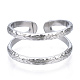 304 anillo de puño abierto de doble línea de acero inoxidable RJEW-N040-20-2
