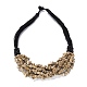 Natural Picture Jasper Nuggets Beads Bib Necklaces for Girl Women NJEW-G025-01E-1