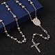 Collane con perle di rosario in acciaio inossidabile con croce crocifisso NJEW-O096-27-1