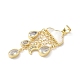 Латунный микропаве прозрачный кубический цирконий с подвесками из натуральных ракушек KK-L239-051G-02-2