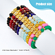 Fibloom 11 pièces 11 couleurs verre rond et alliage pixiu perlé bracelets extensibles ensemble pour les femmes BJEW-FI0001-14-2