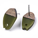 Accessoires de boucles d'oreilles en résine opaque et bois de noyer MAK-N032-010A-B02-3