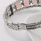 Style tibétain bracelets de pierres précieuses antiquités alliage d'argent rose naturelle quartz BJEW-JB01649-03-3