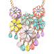 Fashion Women Jewelry Zinc Alloy Glass Flower Bib Statement Choker Collar Necklaces NJEW-BB15068-C-2
